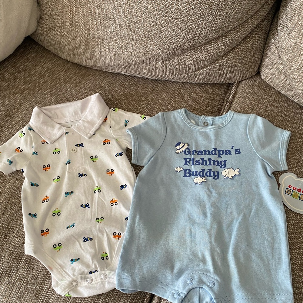 Grandpa's Fishing Buddy Blue And A Truck Onesie